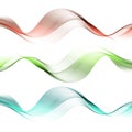 Set of color smoke wave. Abstract transparent waved lines for brochure, website, flyer design. eps10 Royalty Free Stock Photo
