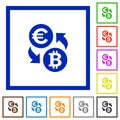 Euro Bitcoin exchange framed flat icons