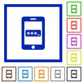 Mobile access framed flat icons
