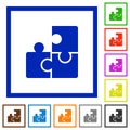 Set of color square framed puzzle icons Royalty Free Stock Photo