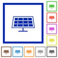 Solar panel framed flat icons