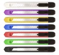 Set of color stationery knifes.