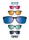 Set of color Sunglasses isolated.