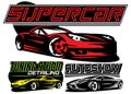 Set of color Supercar. Vector illustration. Editable template for business cards Royalty Free Stock Photo