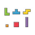 Set of color tetris block, color puzzle icon , logic fun game vector illustration