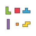 Set of color tetris block, color puzzle icon , logic fun game vector illustration