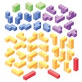 Set of color tetris blocks