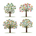 Set Color Trees and Roots. Vector Illustration.