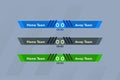Set of color vector banners bottom banner for broadcasting a match in three different versions Royalty Free Stock Photo