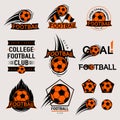 Set of color vintage, modern and retro logo badges, labels football game