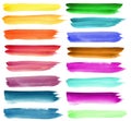 Set of color watercolor brush strokes.