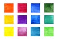 Set of color watercolor squares