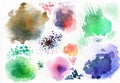 Set of color watercolor stains