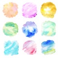 Set of color watercolor stains on white, hand drawn Royalty Free Stock Photo