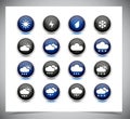 Set of color weather buttons.