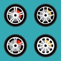 Set of color wheel. Design vector illustrator of flat element car. Isolated object is part transport Royalty Free Stock Photo