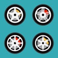 Set of color wheel. Design vector illustrator of flat element car. Isolated object is part transport Royalty Free Stock Photo