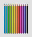Set of color wooden pencil collection on grey background