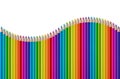 Set of color wooden pencil in wave shape on white background Royalty Free Stock Photo