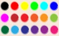 Set color yellow red blue circles brush stroke