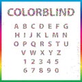 Set of Colorblind Style Font in Vector. Fresh trendy colors.