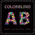 Set of Colorblind Style Font in Vector. Fresh trendy colors. Royalty Free Stock Photo