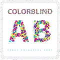 Set of Colorblind Style Font in Vector. Fresh trendy colors. Royalty Free Stock Photo