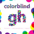 Set of Colorblind Style Font in Vector. Fresh trendy colors.