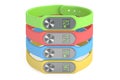 Set of colored activity trackers or fitness bracelets, 3D render Royalty Free Stock Photo