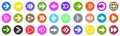 Set colored arrow button icons. Collection different arrows sign. Set different cursor arrow direction symbols in circle flat Royalty Free Stock Photo