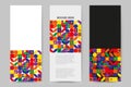 Set of colored banners, three bright banners with geometric background, design element