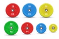 Set of colored barbell plates, vector illustration Royalty Free Stock Photo