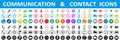 Set colored and black contact icons, communication signs - vector