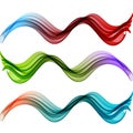 Set of colored bright transparent horizontal waves on a white background Royalty Free Stock Photo
