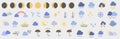 Set of colored bright weather icons. Weather forecast. Weather. Vector illustration