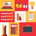 Set of colored business infographics elements and icons. Finance icon set