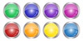 set colored buttons. Glossy brooch pin. Vector illustration. Royalty Free Stock Photo