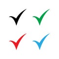 Set of colored check mark icon. Tick symbol, tick icon vector illustration.