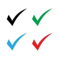 Set of colored check mark icon. Tick symbol, tick icon vector illustration.