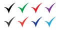 Set of colored check mark icons. Tick symbol, tick icon vector illustration.