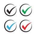 Set of colored check mark icons. Tick symbol, tick icon vector illustration. Royalty Free Stock Photo