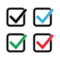 Set of colored check mark icons. Tick symbol, tick icon vector illustration. Royalty Free Stock Photo