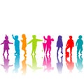 Set of colored children silhouettes Royalty Free Stock Photo