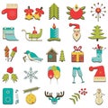 Set of 25 colored Christmas icons
