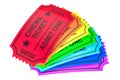 Set of colored cinema tickets, 3D rendering