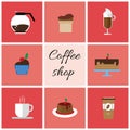 A set of colored coffee items Royalty Free Stock Photo