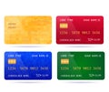 Set of colored credit cards with different designs. golden unlimited Royalty Free Stock Photo