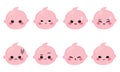 Set of colored cute baby emoji icons Vector Royalty Free Stock Photo