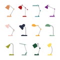 Set of colored desk lamps on white background, vector illustration Royalty Free Stock Photo