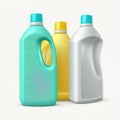 Set colored of detergent plastic bottles with chemical cleaning product on white background Royalty Free Stock Photo